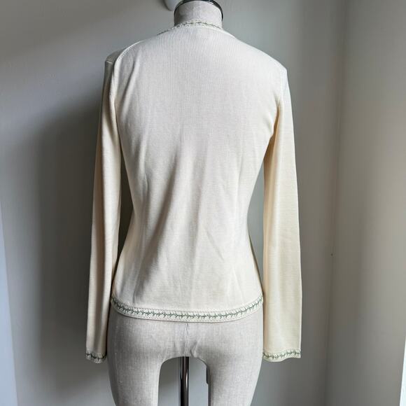 Ann Taylor 100% Silk Cardigan – Embroidered Trim, Size Small - Picture 6 of 8